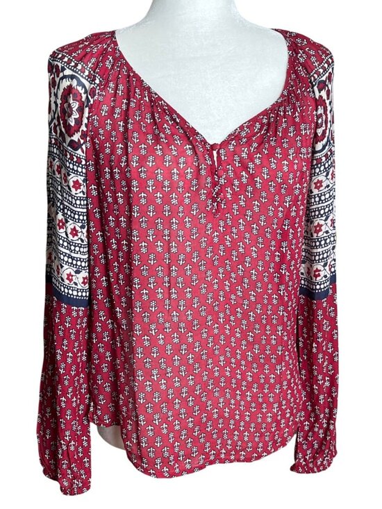 Lucky Brand Tops - Lucky Brand Petaluna Peasant Top Indie Floral Boho Ethereal Lightweight Women XS